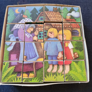 Selecta Spietzeug Picture Cubes Fairy Tales Vintage Wooden 16 Block Puzzle
